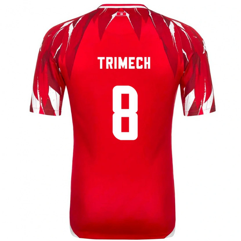 Danxen Niño Camiseta Túnez Anas Trimech #8 Rojo Blanco 2ª Equipación 26-28 La Camisa México