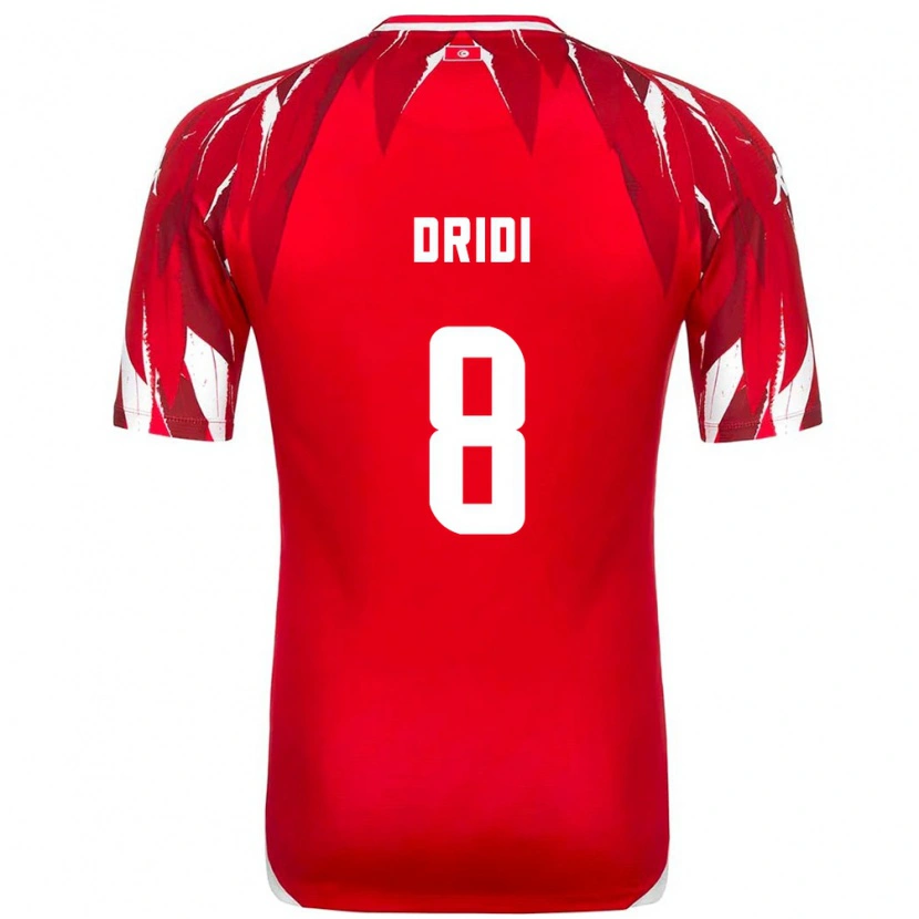 Danxen Niño Camiseta Túnez Yassine Dridi #8 Rojo Blanco 2ª Equipación 26-28 La Camisa México