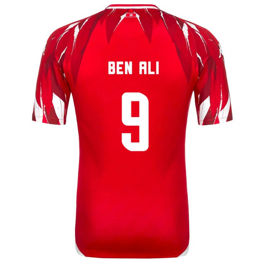 Danxen Niño Camiseta Túnez Omar Ben Ali #9 Rojo Blanco 2ª Equipación 26-28 La Camisa México