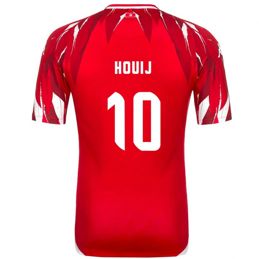 Danxen Niño Camiseta Túnez Mariem Houij #10 Rojo Blanco 2ª Equipación 26-28 La Camisa México