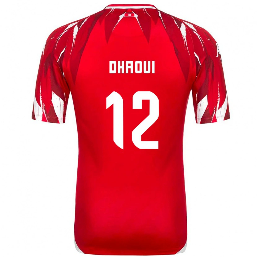 Danxen Niño Camiseta Túnez Elyes Dhaoui #12 Rojo Blanco 2ª Equipación 26-28 La Camisa México