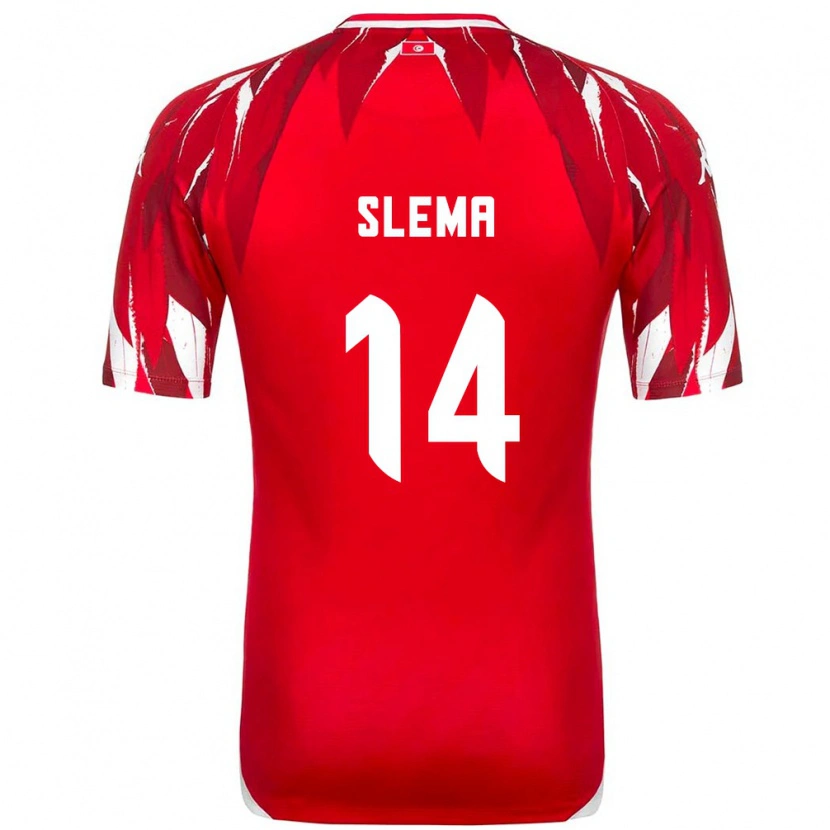 Danxen Niño Camiseta Túnez Mazen Slema #14 Rojo Blanco 2ª Equipación 26-28 La Camisa México
