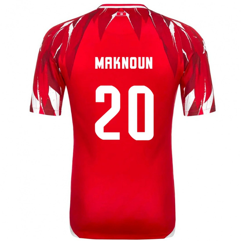 Danxen Niño Camiseta Túnez Leila Maknoun #20 Rojo Blanco 2ª Equipación 26-28 La Camisa México