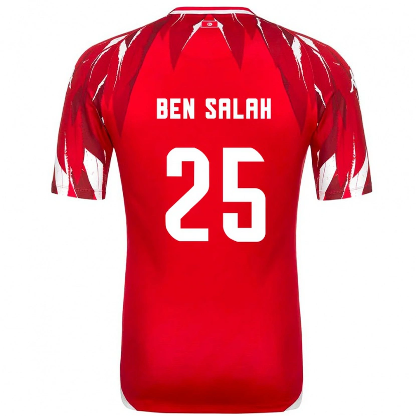 Danxen Niño Camiseta Túnez Heni Ben Salah #25 Rojo Blanco 2ª Equipación 26-28 La Camisa México