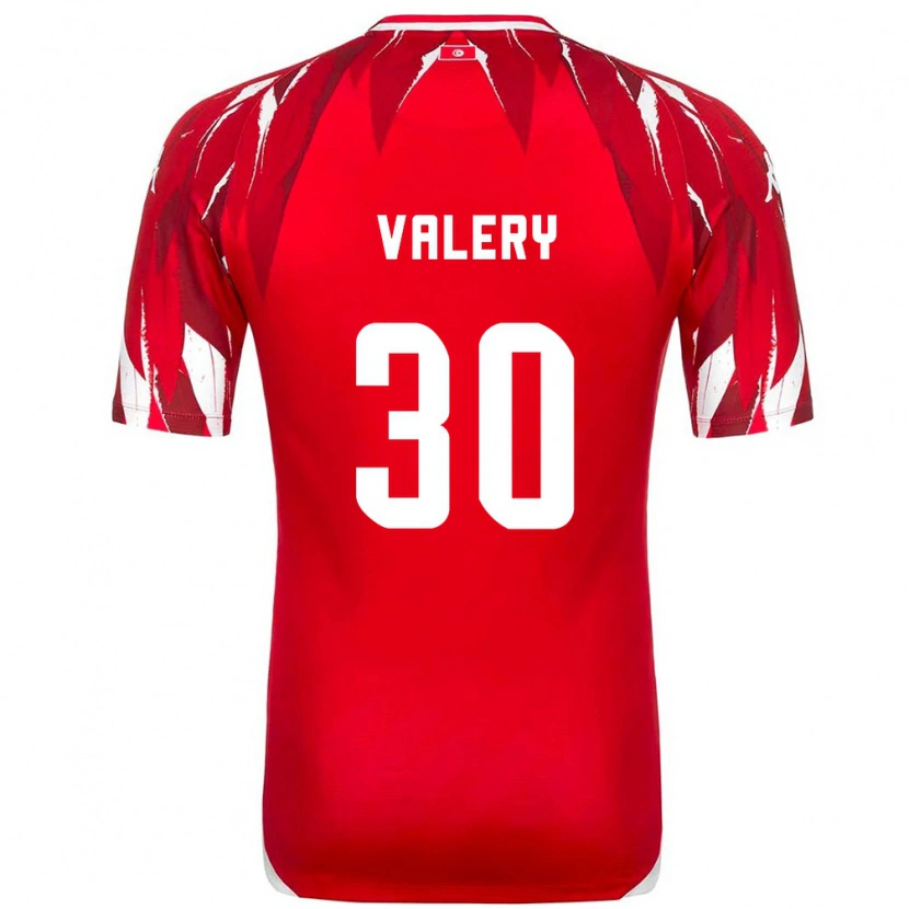 Danxen Niño Camiseta Túnez Yann Valery #30 Rojo Blanco 2ª Equipación 26-28 La Camisa México