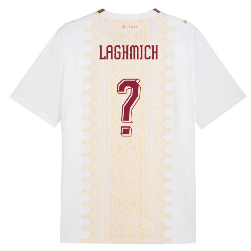 Danxen Niño Camiseta Marruecos Noah Laghmich #0 Blanco Oro Rojo 2ª Equipación 26-28 La Camisa México