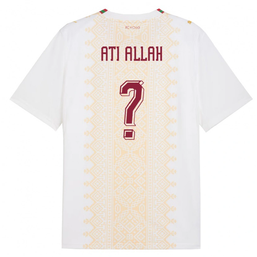 Danxen Niño Camiseta Marruecos Ibrahim Ati Allah #0 Blanco Oro Rojo 2ª Equipación 26-28 La Camisa México