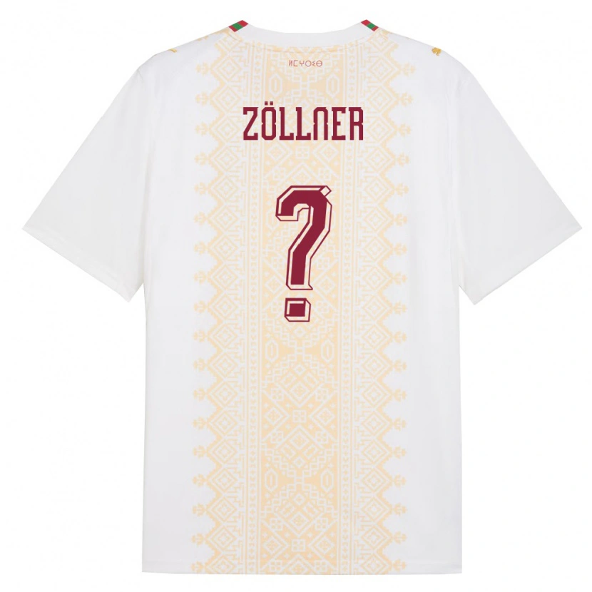 Danxen Niño Camiseta Marruecos Younes Zöllner #0 Blanco Oro Rojo 2ª Equipación 26-28 La Camisa México