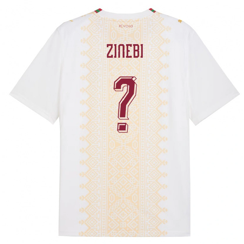 Danxen Niño Camiseta Marruecos Rayan Zinebi #0 Blanco Oro Rojo 2ª Equipación 26-28 La Camisa México
