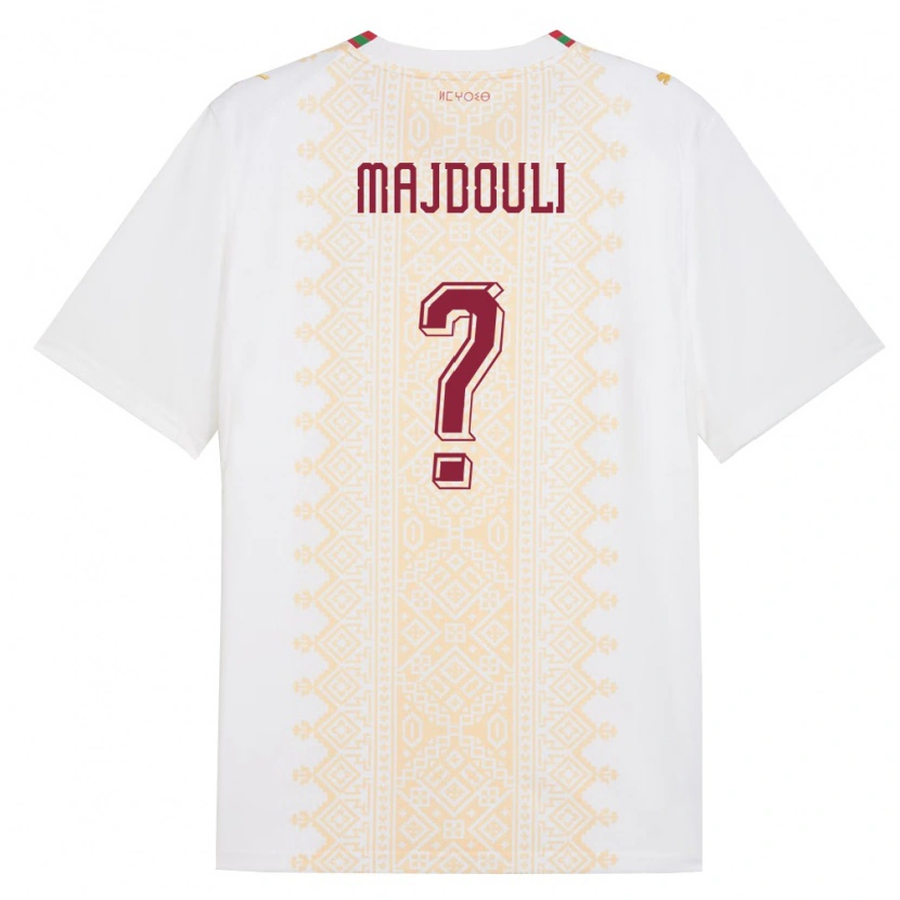 Danxen Niño Camiseta Marruecos Wael Majdouli #0 Blanco Oro Rojo 2ª Equipación 26-28 La Camisa México