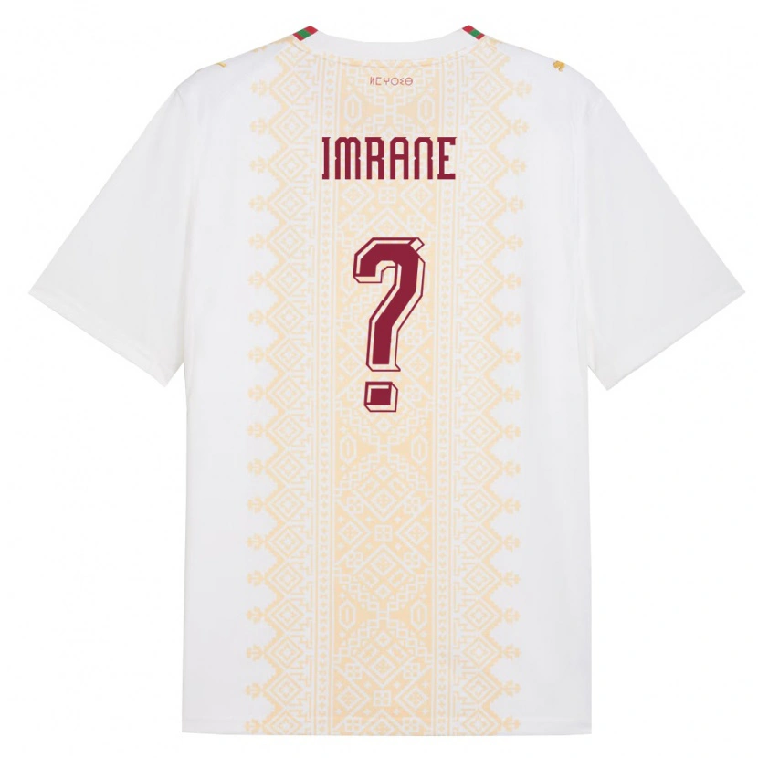 Danxen Niño Camiseta Marruecos Salem Imrane #0 Blanco Oro Rojo 2ª Equipación 26-28 La Camisa México
