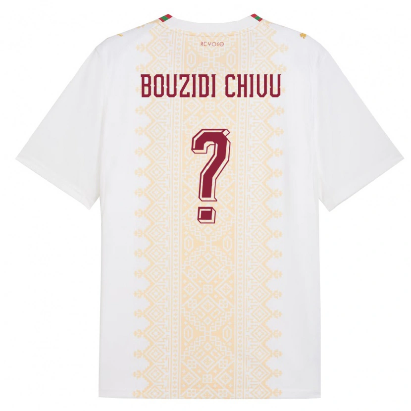Danxen Niño Camiseta Marruecos Rayan Bouzidi Chivu #0 Blanco Oro Rojo 2ª Equipación 26-28 La Camisa México