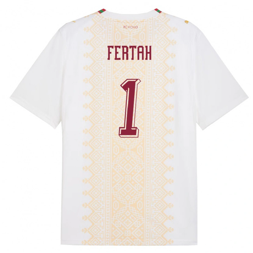 Danxen Niño Camiseta Marruecos Amine Fertah #1 Blanco Oro Rojo 2ª Equipación 26-28 La Camisa México