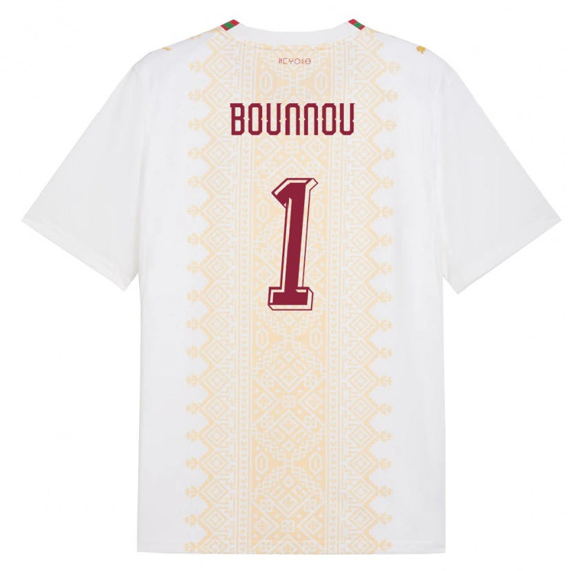 Danxen Niño Camiseta Marruecos Yassine Bounnou #1 Blanco Oro Rojo 2ª Equipación 26-28 La Camisa México