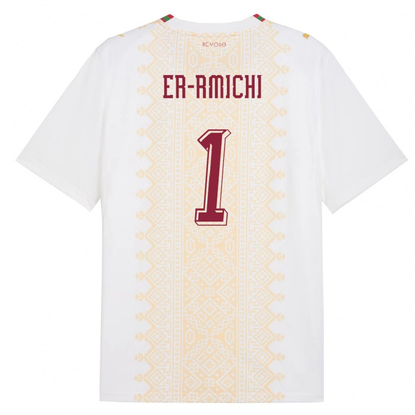 Danxen Niño Camiseta Marruecos Khadija Er Rmichi #1 Blanco Oro Rojo 2ª Equipación 26-28 La Camisa México