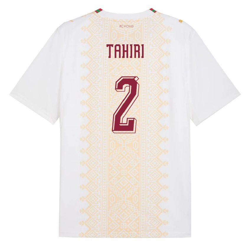 Danxen Niño Camiseta Marruecos Aymen Tahiri #2 Blanco Oro Rojo 2ª Equipación 26-28 La Camisa México