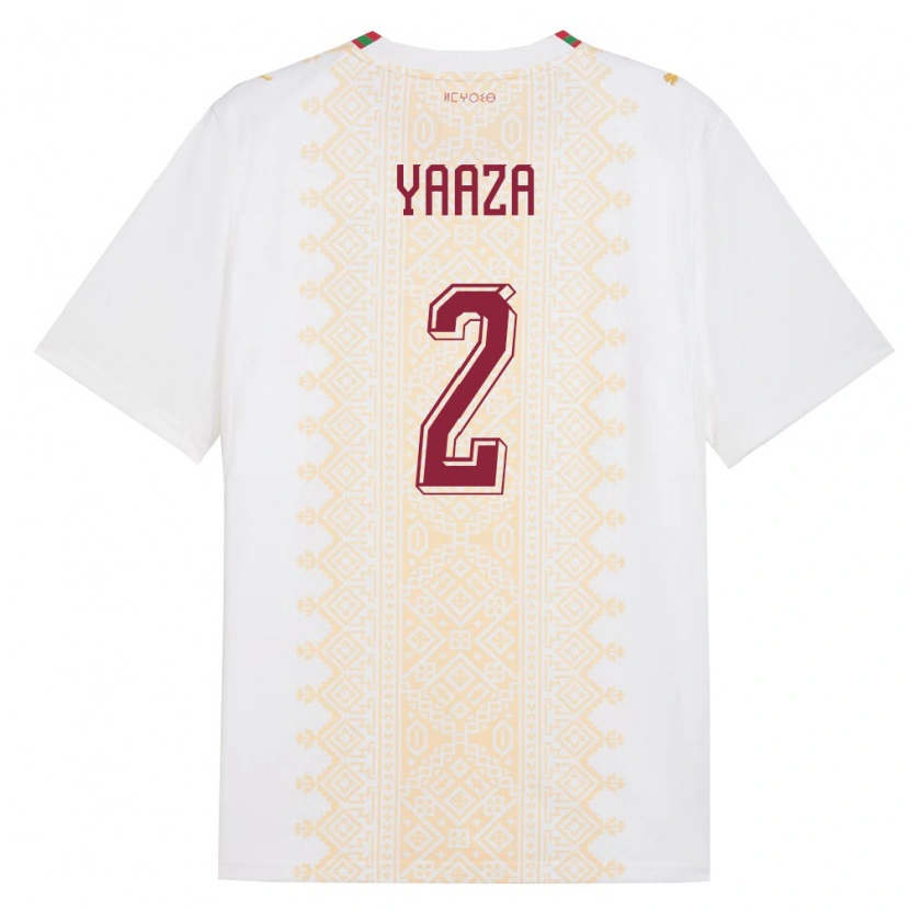 Danxen Niño Camiseta Marruecos Yahya Yaaza #2 Blanco Oro Rojo 2ª Equipación 26-28 La Camisa México
