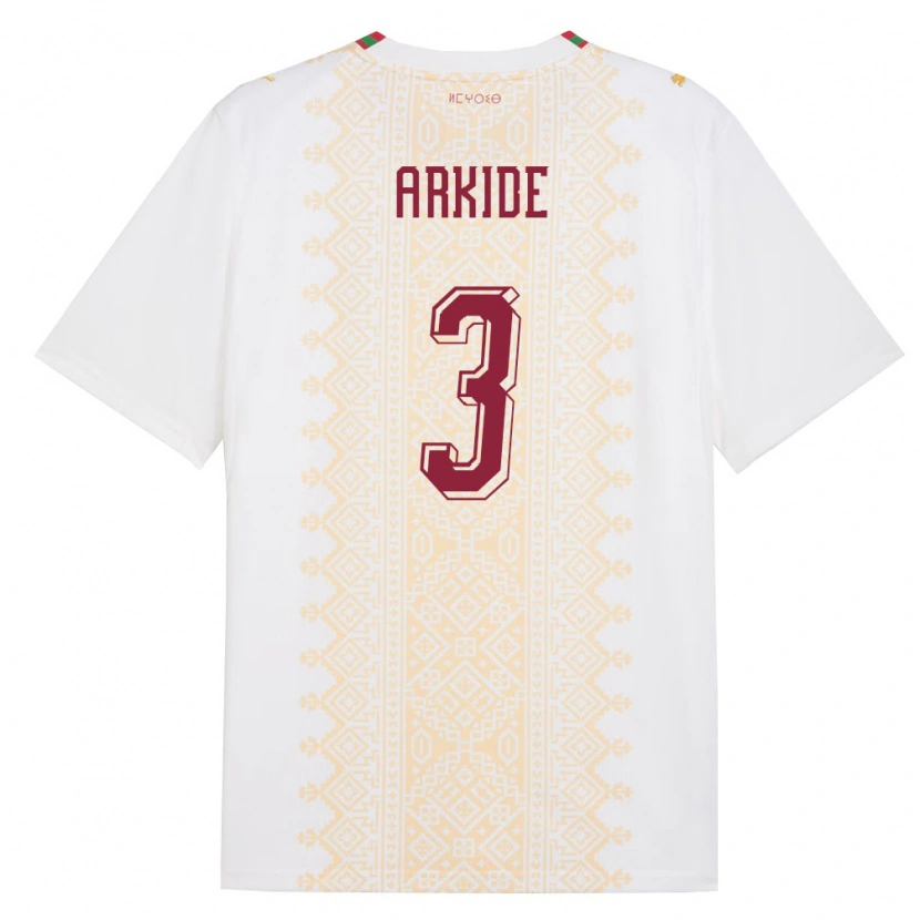Danxen Niño Camiseta Marruecos Abderahmane Arkide #3 Blanco Oro Rojo 2ª Equipación 26-28 La Camisa México