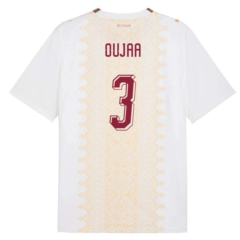 Danxen Niño Camiseta Marruecos Shmssdine Oujaa #3 Blanco Oro Rojo 2ª Equipación 26-28 La Camisa México
