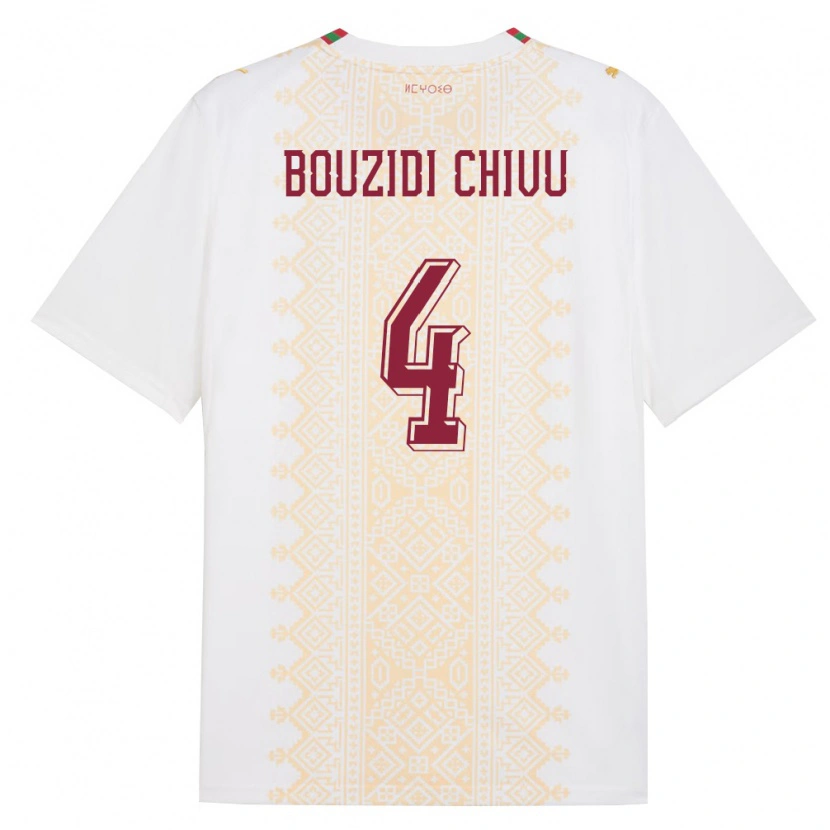 Danxen Niño Camiseta Marruecos Rayan Bouzidi Chivu #4 Blanco Oro Rojo 2ª Equipación 26-28 La Camisa México