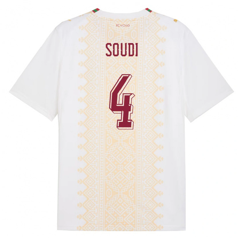 Danxen Niño Camiseta Marruecos Adam Soudi #4 Blanco Oro Rojo 2ª Equipación 26-28 La Camisa México