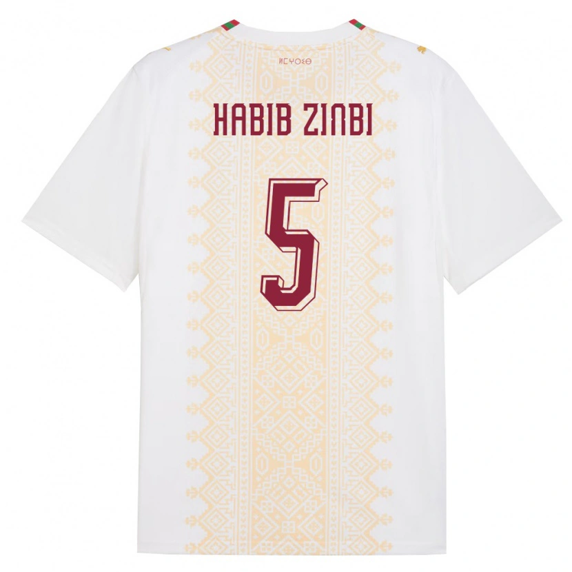 Danxen Niño Camiseta Marruecos Mohamed Habib Zinbi #5 Blanco Oro Rojo 2ª Equipación 26-28 La Camisa México