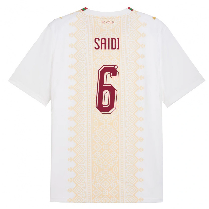 Danxen Niño Camiseta Marruecos Elyes Saïdi #6 Blanco Oro Rojo 2ª Equipación 26-28 La Camisa México