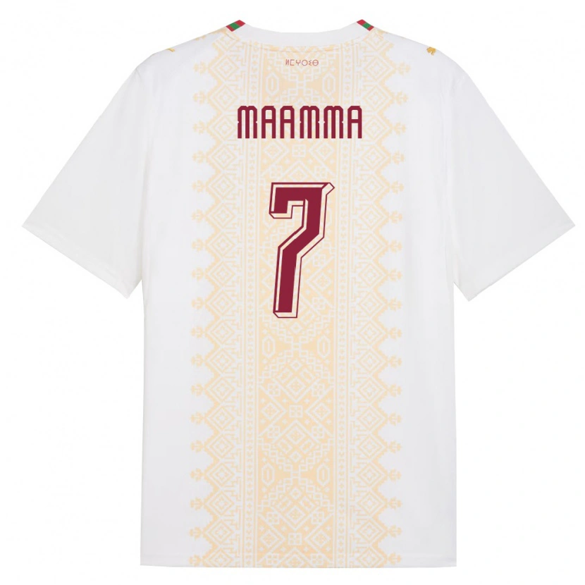 Danxen Niño Camiseta Marruecos Othmane Maamma #7 Blanco Oro Rojo 2ª Equipación 26-28 La Camisa México