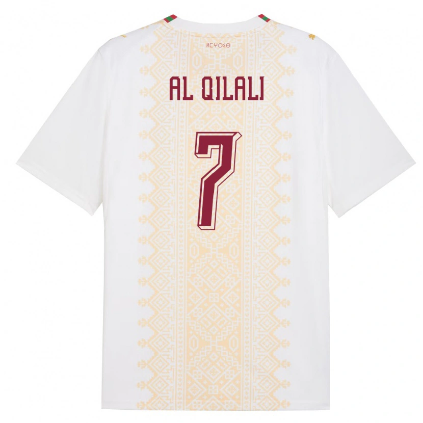 Danxen Niño Camiseta Marruecos Mohamed Al Qilali #7 Blanco Oro Rojo 2ª Equipación 26-28 La Camisa México
