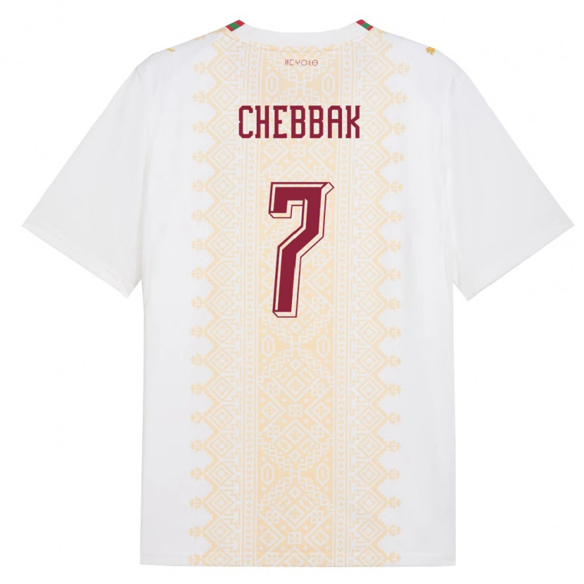 Danxen Niño Camiseta Marruecos Ghizlane Chebbak #7 Blanco Oro Rojo 2ª Equipación 26-28 La Camisa México