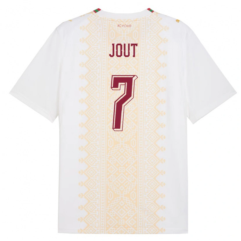 Danxen Niño Camiseta Marruecos Adam Jout #7 Blanco Oro Rojo 2ª Equipación 26-28 La Camisa México