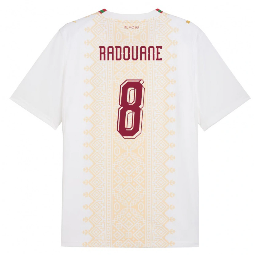 Danxen Niño Camiseta Marruecos Mohamed Radouane #8 Blanco Oro Rojo 2ª Equipación 26-28 La Camisa México