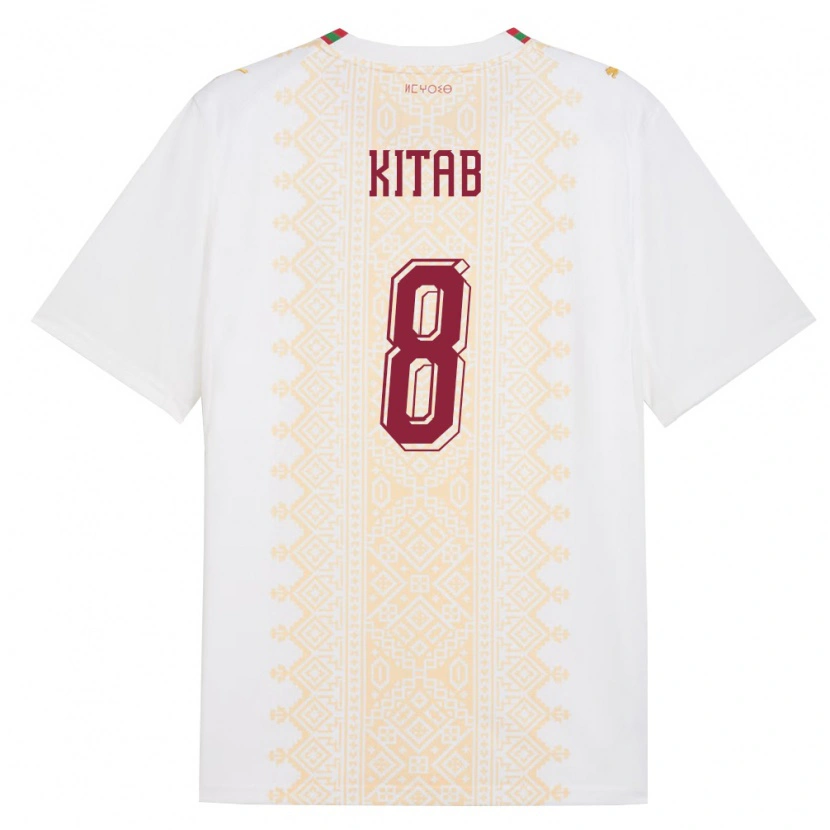 Danxen Niño Camiseta Marruecos Bachir Kitab #8 Blanco Oro Rojo 2ª Equipación 26-28 La Camisa México