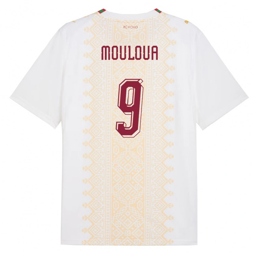 Danxen Niño Camiseta Marruecos Ayoub Mouloua #9 Blanco Oro Rojo 2ª Equipación 26-28 La Camisa México