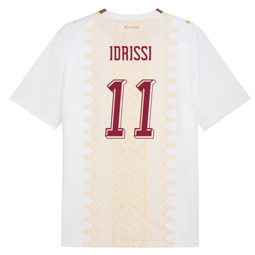 Danxen Niño Camiseta Marruecos Yahya Idrissi #11 Blanco Oro Rojo 2ª Equipación 26-28 La Camisa México
