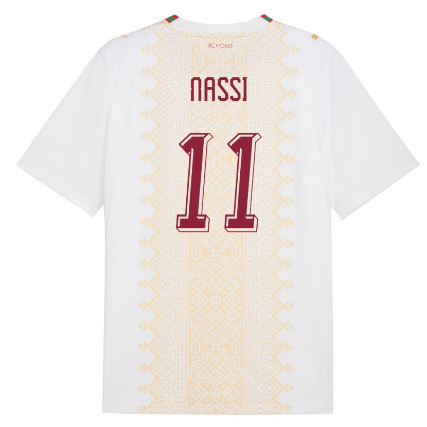 Danxen Niño Camiseta Marruecos Walid Nassi #11 Blanco Oro Rojo 2ª Equipación 26-28 La Camisa México