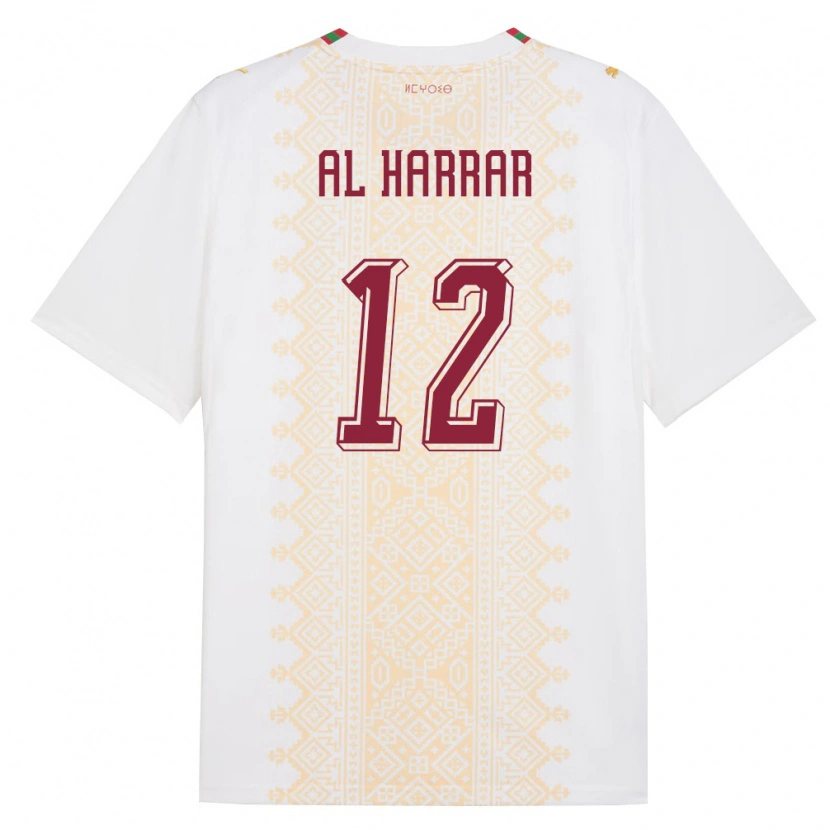 Danxen Niño Camiseta Marruecos El Mehdi Al Harrar #12 Blanco Oro Rojo 2ª Equipación 26-28 La Camisa México