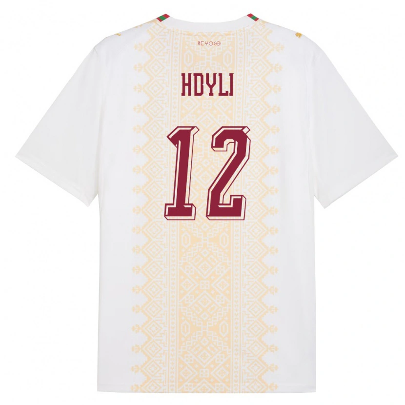 Danxen Niño Camiseta Marruecos Ayoub Hdyli #12 Blanco Oro Rojo 2ª Equipación 26-28 La Camisa México