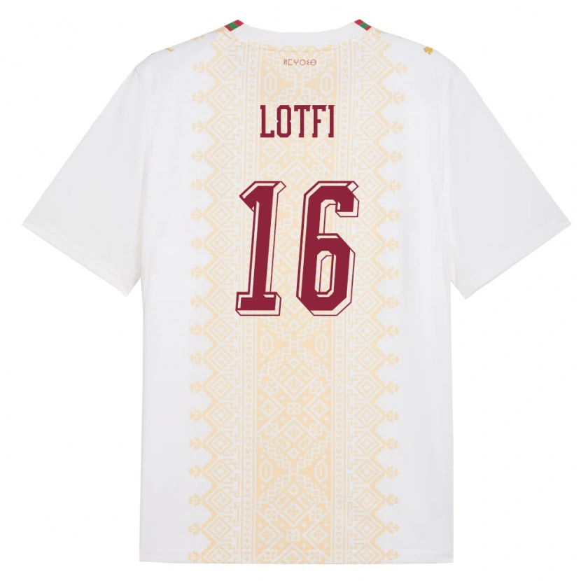 Danxen Niño Camiseta Marruecos Saad Lotfi #16 Blanco Oro Rojo 2ª Equipación 26-28 La Camisa México