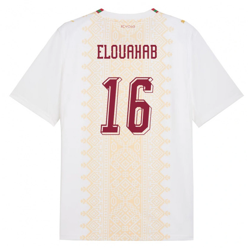 Danxen Niño Camiseta Marruecos Yahya Elouahab #16 Blanco Oro Rojo 2ª Equipación 26-28 La Camisa México