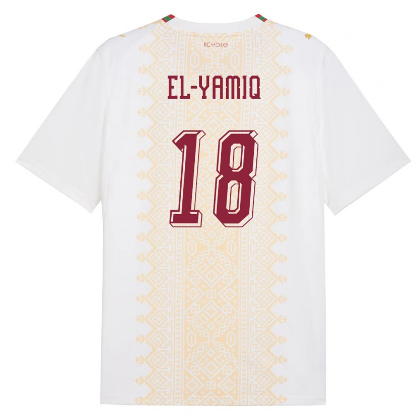 Danxen Niño Camiseta Marruecos Jawad El Yamiq #18 Blanco Oro Rojo 2ª Equipación 26-28 La Camisa México