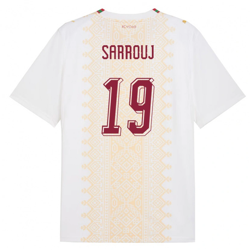 Danxen Niño Camiseta Marruecos Rayane Sarrouj #19 Blanco Oro Rojo 2ª Equipación 26-28 La Camisa México