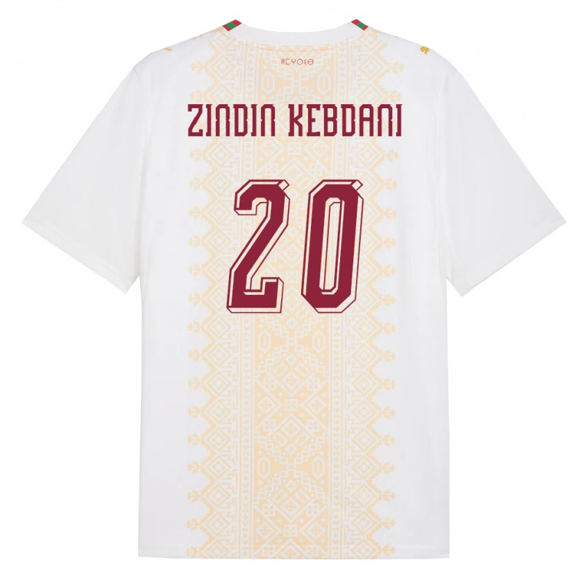 Danxen Niño Camiseta Marruecos Mohammed Zindin Kebdani #20 Blanco Oro Rojo 2ª Equipación 26-28 La Camisa México
