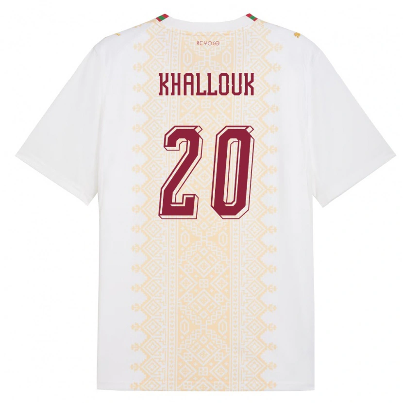 Danxen Niño Camiseta Marruecos Bachir Khallouk #20 Blanco Oro Rojo 2ª Equipación 26-28 La Camisa México
