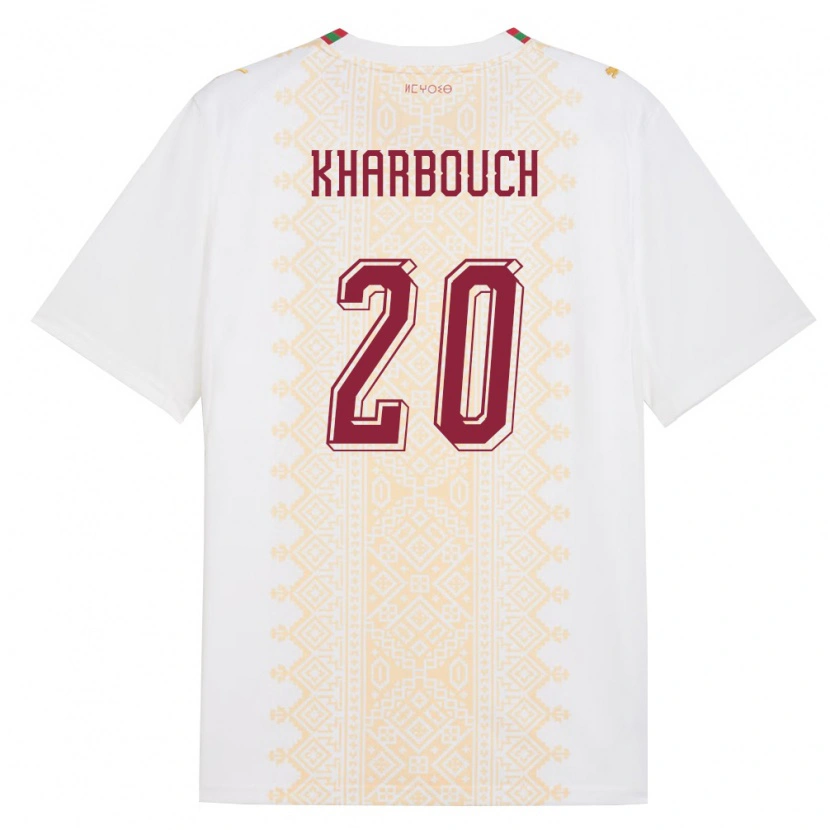 Danxen Niño Camiseta Marruecos Yahya Kharbouch #20 Blanco Oro Rojo 2ª Equipación 26-28 La Camisa México