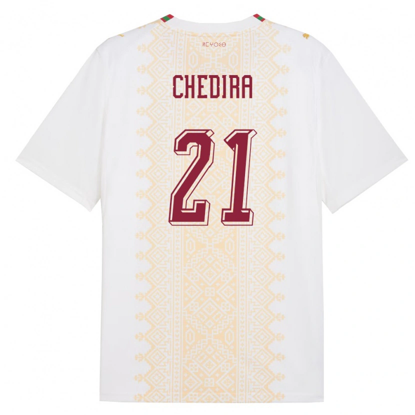 Danxen Niño Camiseta Marruecos Walid Chedira #21 Blanco Oro Rojo 2ª Equipación 26-28 La Camisa México