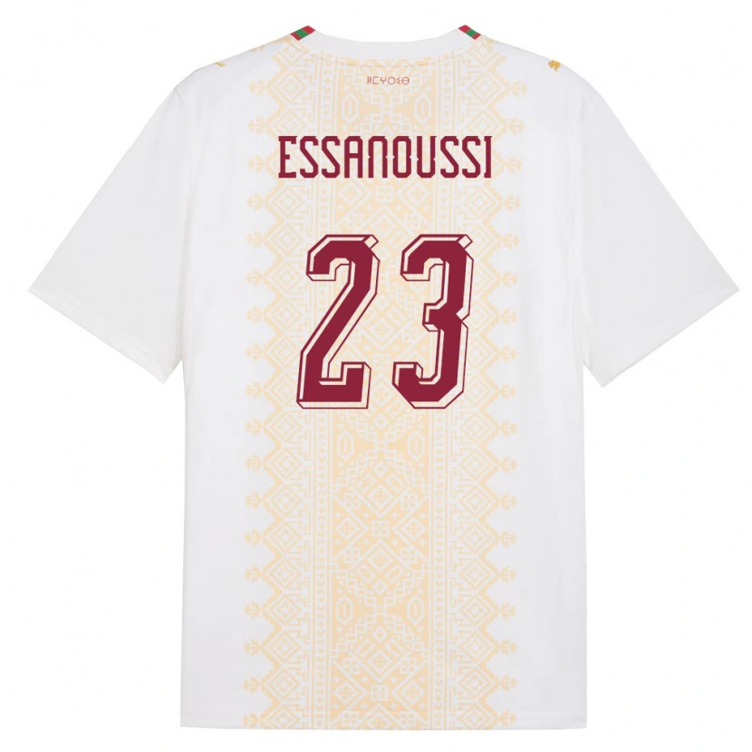 Danxen Niño Camiseta Marruecos Zakariya Essanoussi #23 Blanco Oro Rojo 2ª Equipación 26-28 La Camisa México