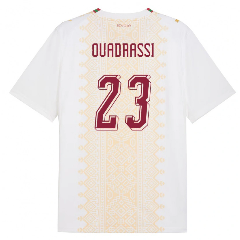 Danxen Niño Camiseta Marruecos Dalil Ouadrassi #23 Blanco Oro Rojo 2ª Equipación 26-28 La Camisa México