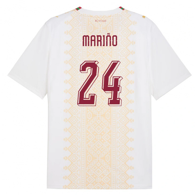 Danxen Niño Camiseta Marruecos Omar Mariño #24 Blanco Oro Rojo 2ª Equipación 26-28 La Camisa México