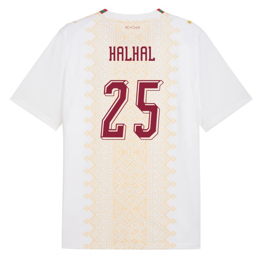 Danxen Niño Camiseta Marruecos Redouane Halhal #25 Blanco Oro Rojo 2ª Equipación 26-28 La Camisa México
